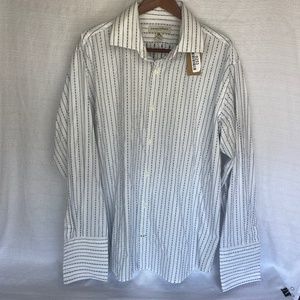 Banana Republic Men's XXL White & Blue Long Sleeve Button Down Shirt #0253